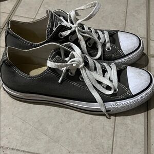 Dark Gray Converse Low Too Sneakers with White Laces